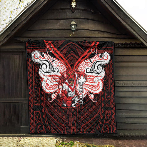 Custom St. George Illawarra Dragons Quilt Dragon Warrior Polynesia Islander Rugby Mascot