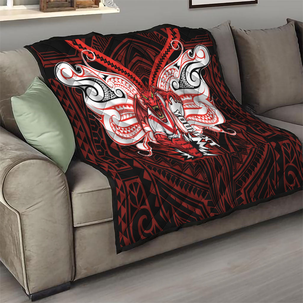 Custom St. George Illawarra Dragons Quilt Dragon Warrior Polynesia Islander Rugby Mascot