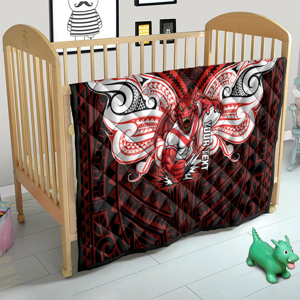 Custom St. George Illawarra Dragons Quilt Dragon Warrior Polynesia Islander Rugby Mascot