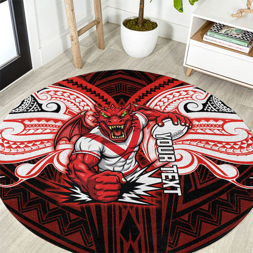 Custom St. George Illawarra Dragons Round Carpet Dragon Warrior Polynesia Islander Rugby Mascot