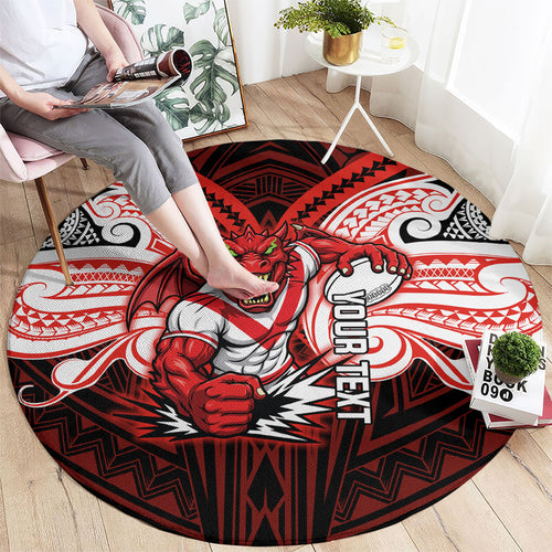 Custom St. George Illawarra Dragons Round Carpet Dragon Warrior Polynesia Islander Rugby Mascot