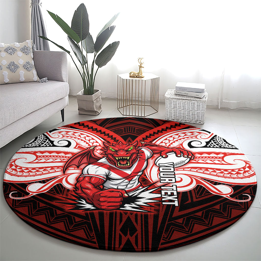 Custom St. George Illawarra Dragons Round Carpet Dragon Warrior Polynesia Islander Rugby Mascot