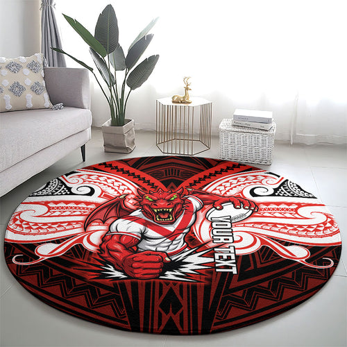 Custom St. George Illawarra Dragons Round Carpet Dragon Warrior Polynesia Islander Rugby Mascot
