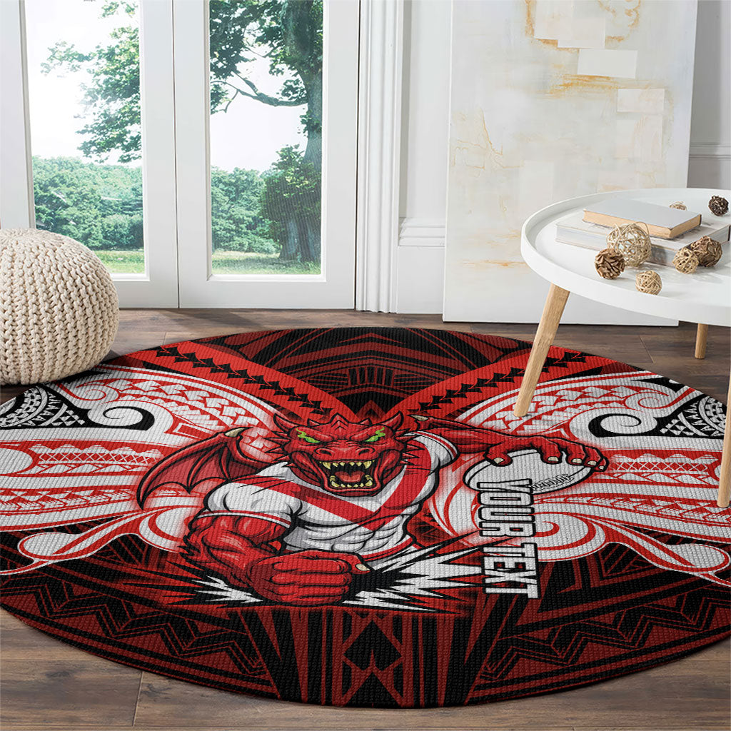 Custom St. George Illawarra Dragons Round Carpet Dragon Warrior Polynesia Islander Rugby Mascot