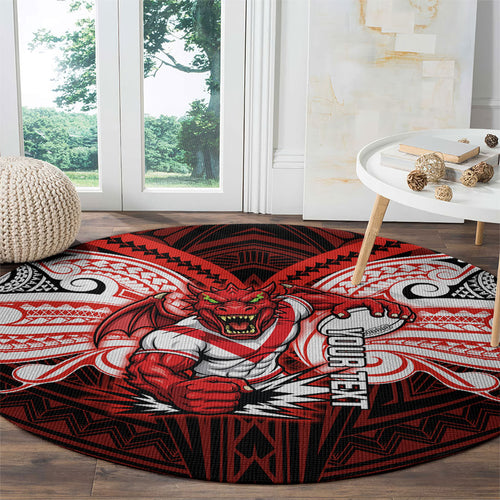 Custom St. George Illawarra Dragons Round Carpet Dragon Warrior Polynesia Islander Rugby Mascot
