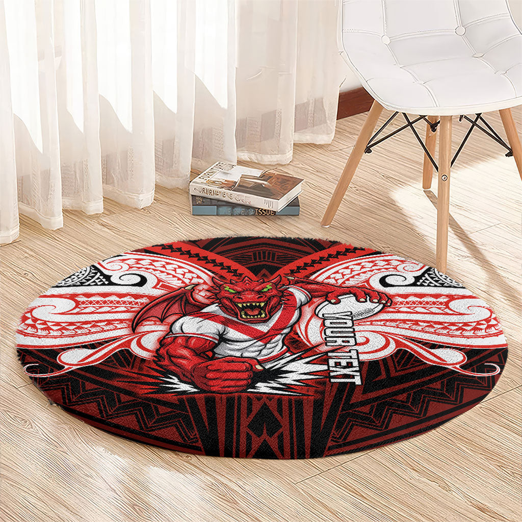 Custom St. George Illawarra Dragons Round Carpet Dragon Warrior Polynesia Islander Rugby Mascot