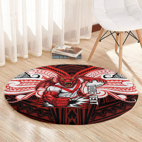 Custom St. George Illawarra Dragons Round Carpet Dragon Warrior Polynesia Islander Rugby Mascot