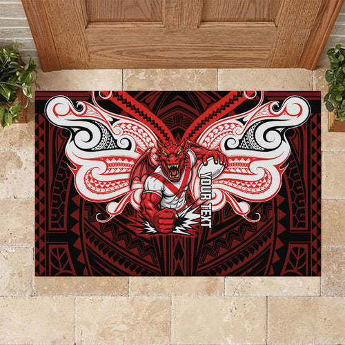 Custom St. George Illawarra Dragons Rubber Doormat Dragon Warrior Polynesia Islander Rugby Mascot