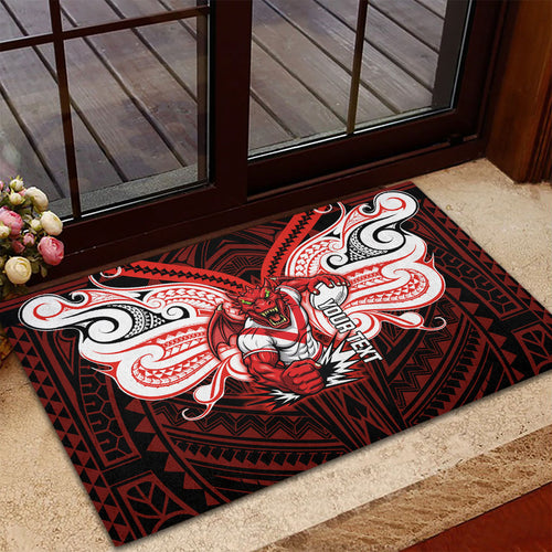 Custom St. George Illawarra Dragons Rubber Doormat Dragon Warrior Polynesia Islander Rugby Mascot