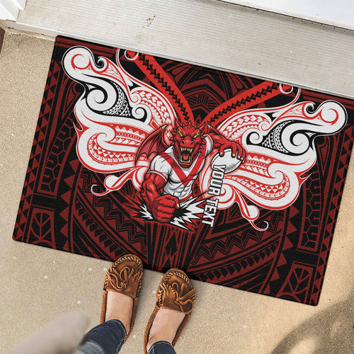 Custom St. George Illawarra Dragons Rubber Doormat Dragon Warrior Polynesia Islander Rugby Mascot