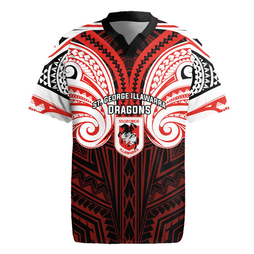 Custom St. George Illawarra Dragons Rugby Jersey Dragon Warrior Polynesia Islander Rugby Mascot