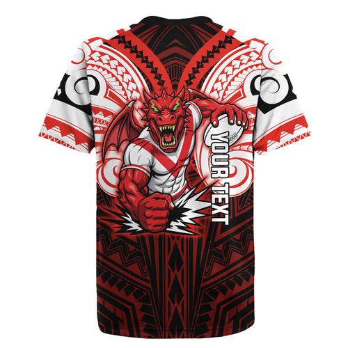 Custom St. George Illawarra Dragons Rugby Jersey Dragon Warrior Polynesia Islander Rugby Mascot