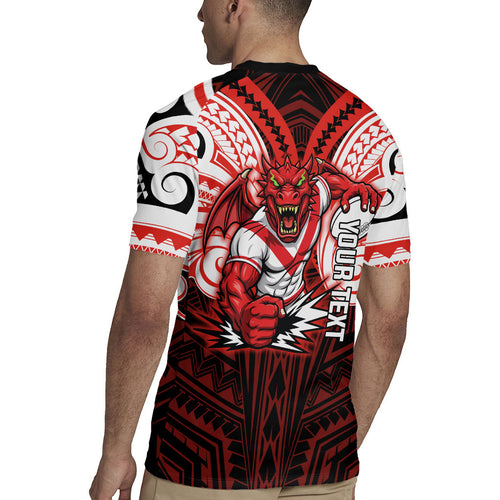 Custom St. George Illawarra Dragons Rugby Jersey Dragon Warrior Polynesia Islander Rugby Mascot