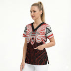 Custom St. George Illawarra Dragons Scrub Top Dragon Warrior Polynesia Islander Rugby Mascot