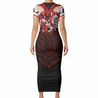 Custom St. George Illawarra Dragons Short Sleeve Bodycon Dress Dragon Warrior Polynesia Islander Rugby Mascot