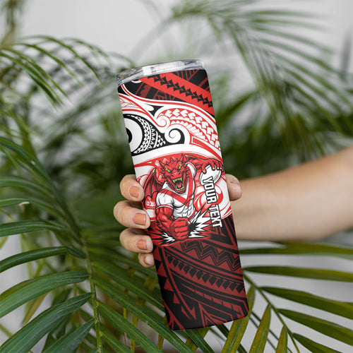 Custom St. George Illawarra Dragons Skinny Tumbler Dragon Warrior Polynesia Islander Rugby Mascot