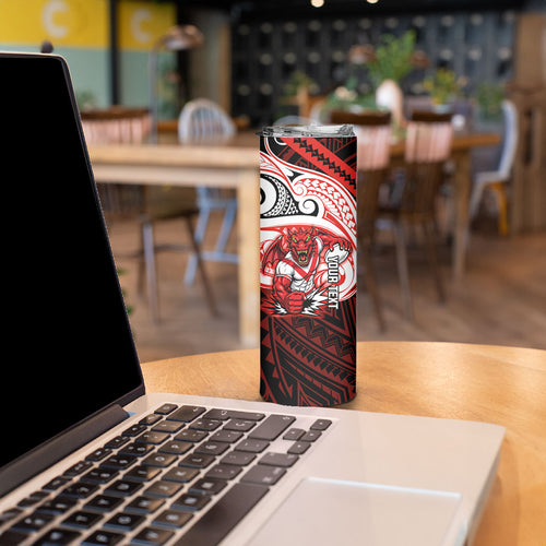 Custom St. George Illawarra Dragons Skinny Tumbler Dragon Warrior Polynesia Islander Rugby Mascot