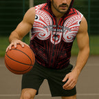 Custom St. George Illawarra Dragons Sleeveless Zip Hoodie Dragon Warrior Polynesia Islander Rugby Mascot
