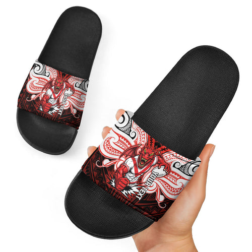 Custom St. George Illawarra Dragons Slide Sandals Dragon Warrior Polynesia Islander Rugby Mascot