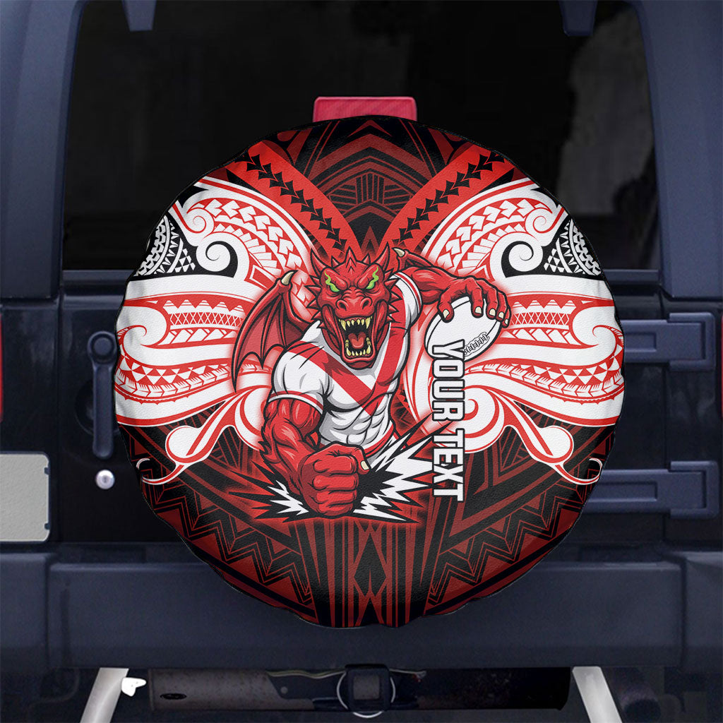 Custom St. George Illawarra Dragons Spare Tire Cover Dragon Warrior Polynesia Islander Rugby Mascot