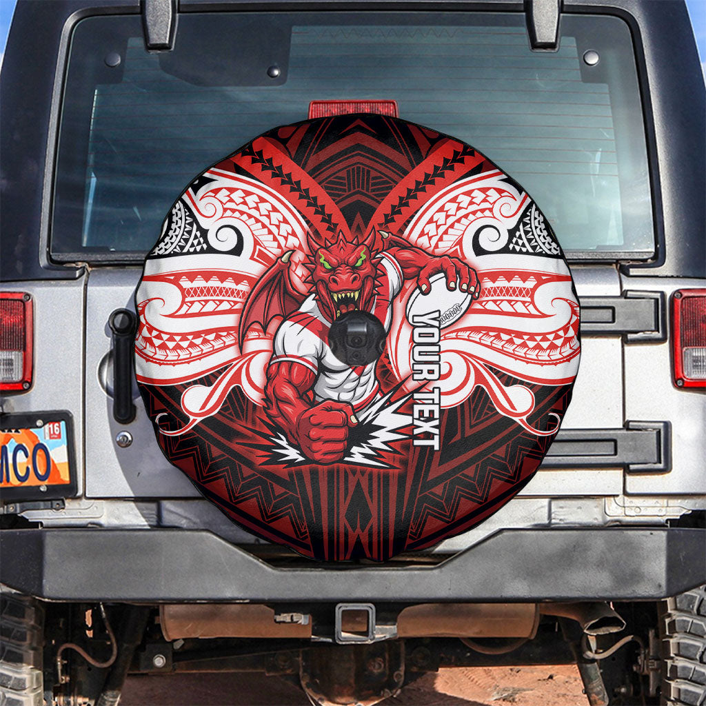 Custom St. George Illawarra Dragons Spare Tire Cover Dragon Warrior Polynesia Islander Rugby Mascot