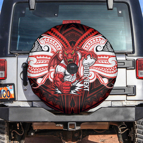 Custom St. George Illawarra Dragons Spare Tire Cover Dragon Warrior Polynesia Islander Rugby Mascot