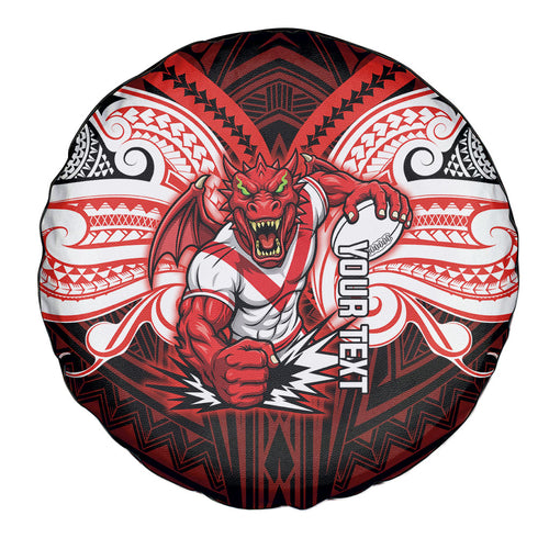 Custom St. George Illawarra Dragons Spare Tire Cover Dragon Warrior Polynesia Islander Rugby Mascot