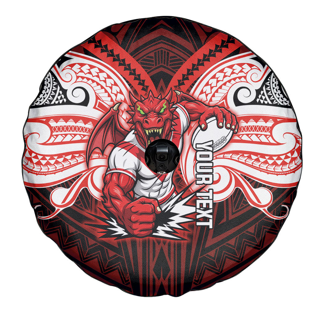 Custom St. George Illawarra Dragons Spare Tire Cover Dragon Warrior Polynesia Islander Rugby Mascot