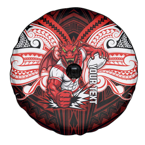 Custom St. George Illawarra Dragons Spare Tire Cover Dragon Warrior Polynesia Islander Rugby Mascot