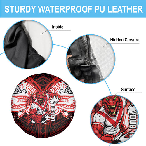 Custom St. George Illawarra Dragons Spare Tire Cover Dragon Warrior Polynesia Islander Rugby Mascot