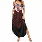 Custom St. George Illawarra Dragons Summer Maxi Dress Dragon Warrior Polynesia Islander Rugby Mascot