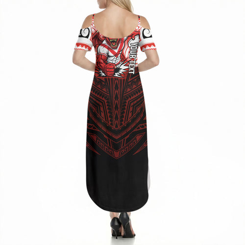Custom St. George Illawarra Dragons Summer Maxi Dress Dragon Warrior Polynesia Islander Rugby Mascot