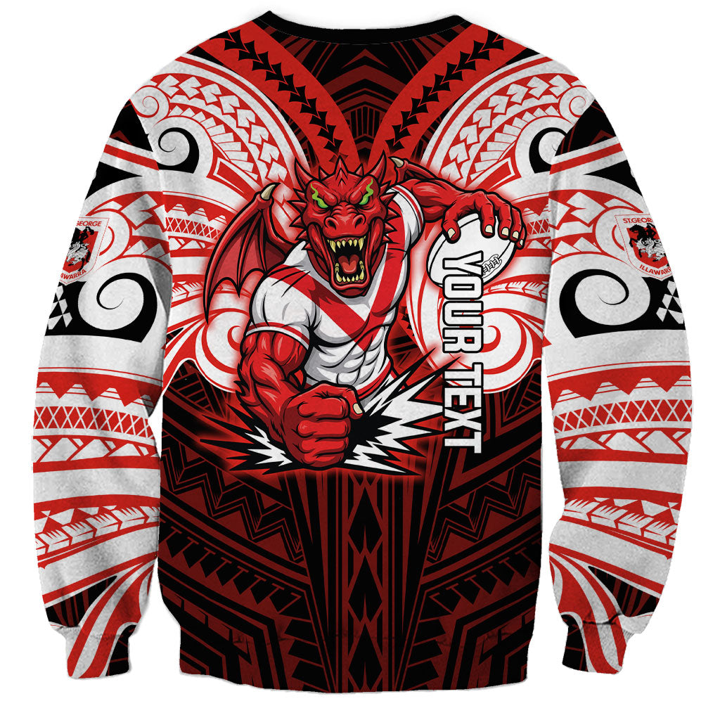 Custom St. George Illawarra Dragons Sweatshirt Dragon Warrior Polynesia Islander Rugby Mascot