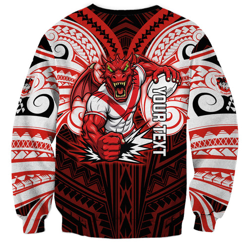 Custom St. George Illawarra Dragons Sweatshirt Dragon Warrior Polynesia Islander Rugby Mascot