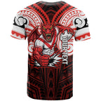 Custom St. George Illawarra Dragons T Shirt Dragon Warrior Polynesia Islander Rugby Mascot