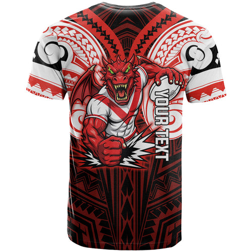 Custom St. George Illawarra Dragons T Shirt Dragon Warrior Polynesia Islander Rugby Mascot