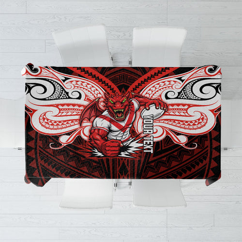 Custom St. George Illawarra Dragons Tablecloth Dragon Warrior Polynesia Islander Rugby Mascot