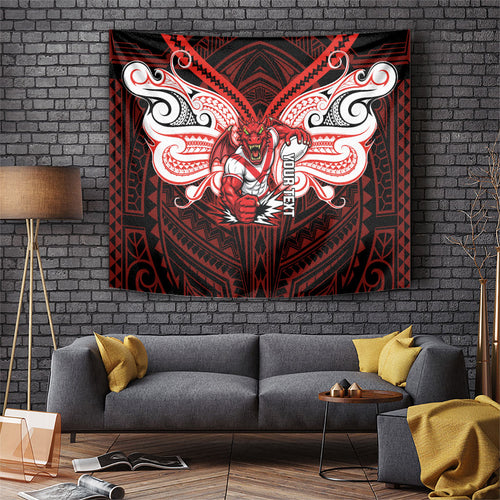 Custom St. George Illawarra Dragons Tapestry Dragon Warrior Polynesia Islander Rugby Mascot