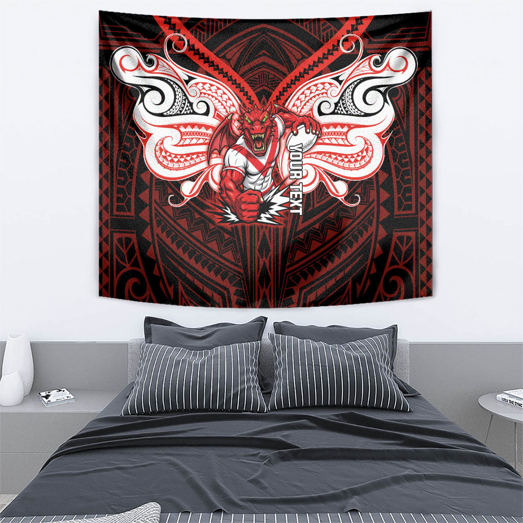 Custom St. George Illawarra Dragons Tapestry Dragon Warrior Polynesia Islander Rugby Mascot