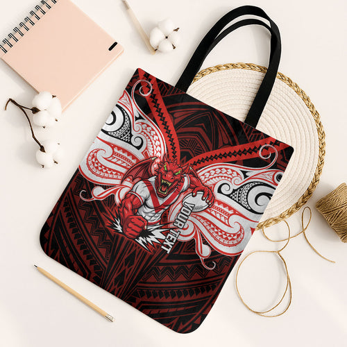 Custom St. George Illawarra Dragons Tote Bag Dragon Warrior Polynesia Islander Rugby Mascot