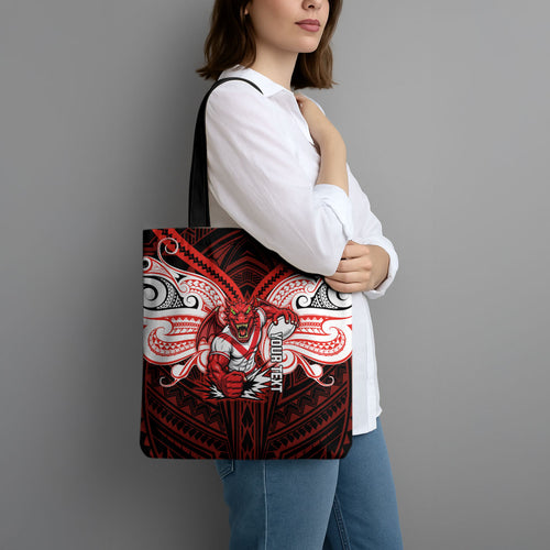 Custom St. George Illawarra Dragons Tote Bag Dragon Warrior Polynesia Islander Rugby Mascot