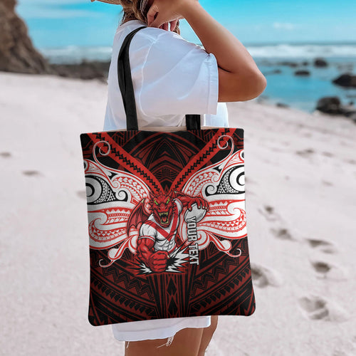 Custom St. George Illawarra Dragons Tote Bag Dragon Warrior Polynesia Islander Rugby Mascot