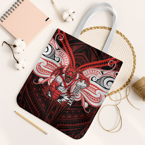 Custom St. George Illawarra Dragons Tote Bag Dragon Warrior Polynesia Islander Rugby Mascot
