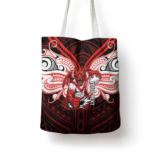 Custom St. George Illawarra Dragons Tote Bag Dragon Warrior Polynesia Islander Rugby Mascot