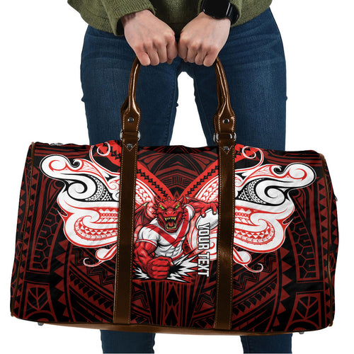 Custom St. George Illawarra Dragons Travel Bag Dragon Warrior Polynesia Islander Rugby Mascot