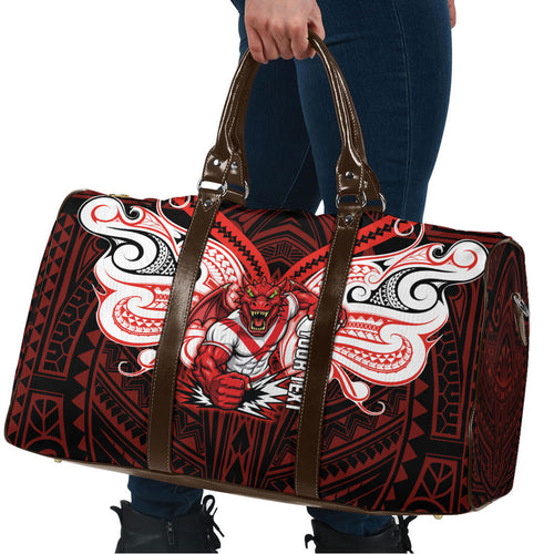Custom St. George Illawarra Dragons Travel Bag Dragon Warrior Polynesia Islander Rugby Mascot