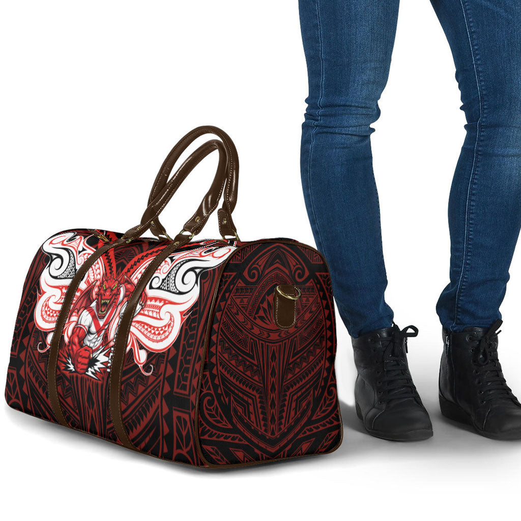 Custom St. George Illawarra Dragons Travel Bag Dragon Warrior Polynesia Islander Rugby Mascot