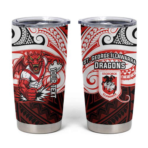 Custom St. George Illawarra Dragons Tumbler Cup Dragon Warrior Polynesia Islander Rugby Mascot