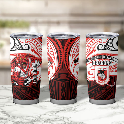 Custom St. George Illawarra Dragons Tumbler Cup Dragon Warrior Polynesia Islander Rugby Mascot