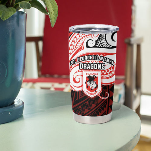 Custom St. George Illawarra Dragons Tumbler Cup Dragon Warrior Polynesia Islander Rugby Mascot
